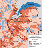 La densité augmente dans le Genevois et autour d'Annecy