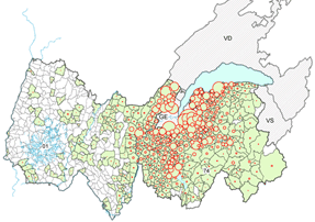 Titulaires d'un permis frontalier dans le canton de Gen�ve, par commune, � fin 2008